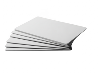 Stack of white blank cards on transparent background for design or template