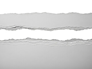 Torn paper edges with ripped and crumpled texture isolated on transparent background