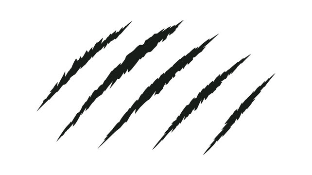 A graphic illustration of sharp dark claw marks against a white background