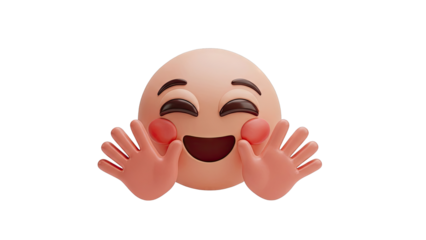 Happy Emoji with Open Hands and Blushing Cheeks