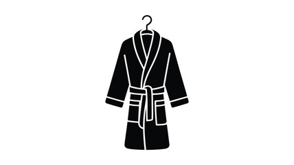A black silhouette of a hanging bathrobe simple and modern design