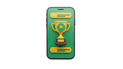 Smartphone displaying a 3D trophy icon