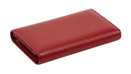 Red leather wallet folded isolated on transparent background