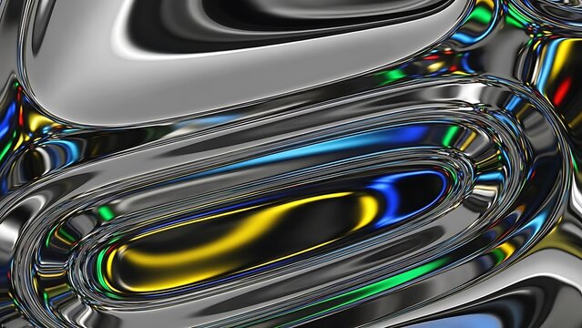 Shimmering Chrome Metal Background Reflective Abstract Waves  Vibrant Color Glints