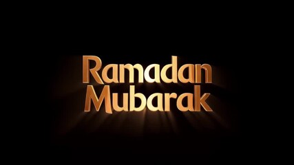 3D Golden Ramadan Mubarak Text on Solid Black Background