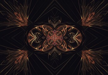 Complex digital illustration of a seamless geometric pattern flowing endlessly into the background, creating an optical illusion, psychedelic, modern, repetition