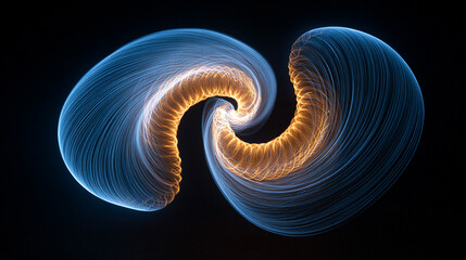 Dynamic spiral light pattern with glowing lines and swirling motion, creating a visually captivating abstract design suitable for backgrounds, digital art, or motion visuals.
