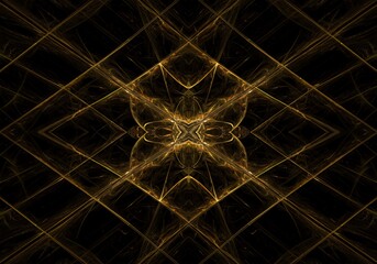 Intricate abstract visual featuring an endless geometric pattern. Repeating fractal structure creating depth and modern technological background, perspective, repetition, flowing