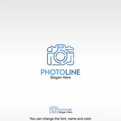 Photo Line Logo Template Design Vector. A line-style camera icon representing photography, visual documentation, and digital creativity.