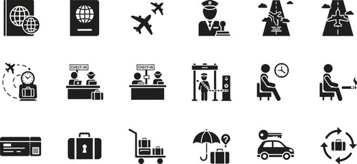 Airport Travel Icons Set