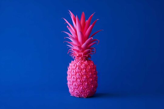 Pink Pineapple on Blue Background