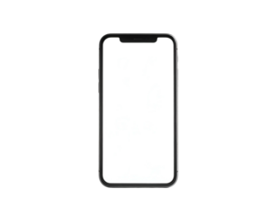 Sleek modern smartphone with blank white screen on black