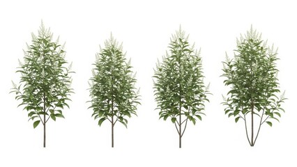 3D Rendered Trees, Isolated White Background, Nature, Botanical, Environment