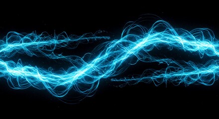 Abstract glowing blue energy forming an endless loop against a dark background, symbolizing limitlessness and cosmic scale, glowing, pattern, fractal