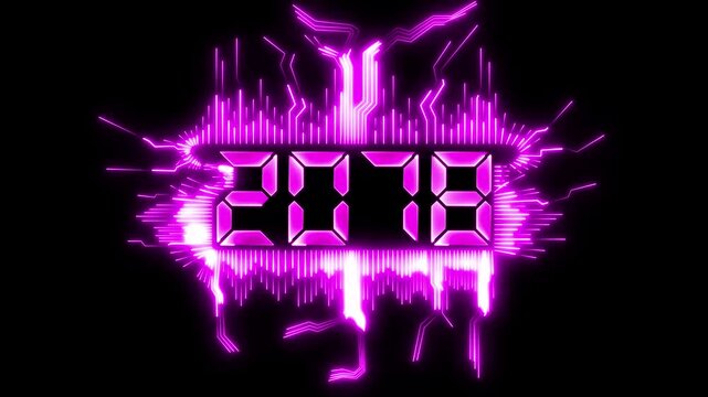Greeting card 2078 blue technology and digital theme, and new year, festive atmosphere, number text.