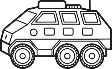 Obraz premium Black and White Line Art Illustration of a Six-Wheeled Armored Vehicle