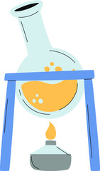 Laboratory flask heating over flame