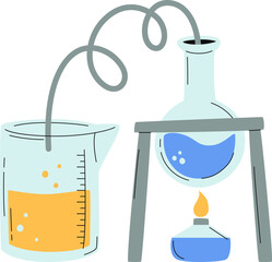 Chemistry experiment with laboratory glassware