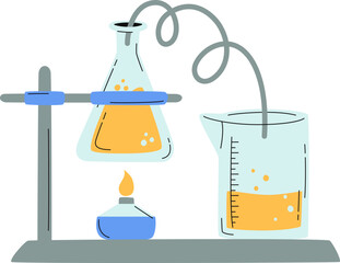 Chemistry experiment with lab equipment