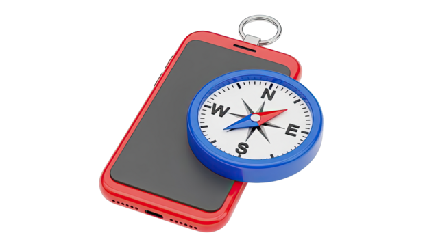 Smartphone with a Compass Keychain - Powered by Adobe