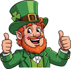 St patrick's day vector leprechaun isolated on transparent background
