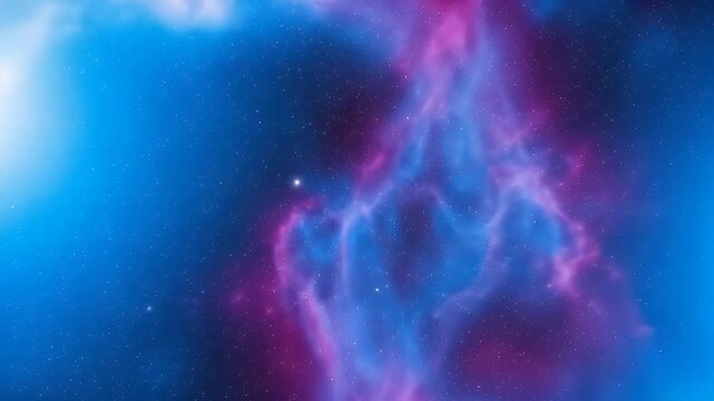 Deep Space Nebula With Twin Star Clusters Glowing With Blue And Pink Hues Against A Starry Black Sky