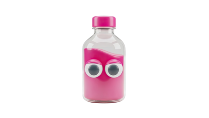 Pink Liquid Bottle with Googly Eyes
