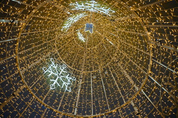 View from inside an artificial Christmas tree
