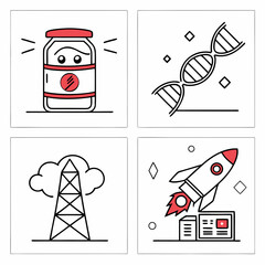 Set of 6 Minimal Abstract Food Jar and Pantry Icons