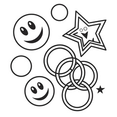 Set of 6 Rounded Joy and Happiness Abstract Icons