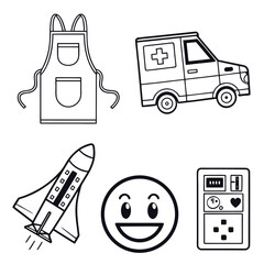 Set of 6 Clean Abstract Cooking Apron Icons