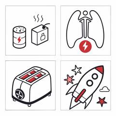 6 Minimal Abstract Icons of Bread and Toast for Bakery Design