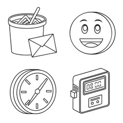 Minimalist Food Container Icon Set Abstract Storage Symbols