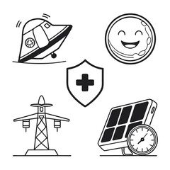 6 Minimalist Abstract Kitchen Utensil and Tool Line Icons