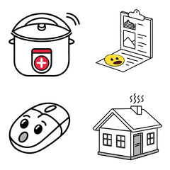 6 Minimal Abstract Rice Cooker and Kitchen Appliance Icons