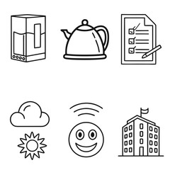 6 Minimalist Tea Kettle and Hot Beverage Abstract Line Icons