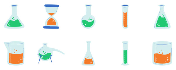 Set of Chemistry lab glassware icon