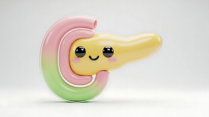 Cute Cartoon Pancreas Organ Illustration - Medical Health Awareness