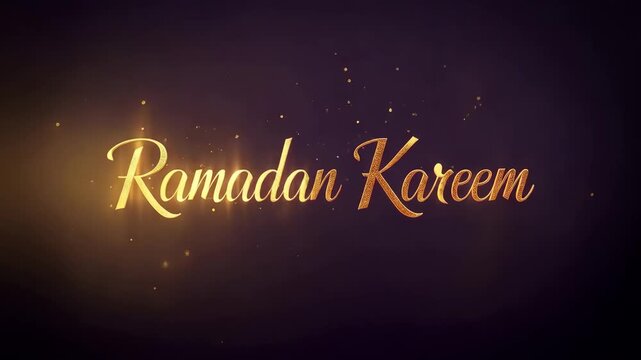 Elegant Cursive Ramadan Kareem on Purple Starry Background