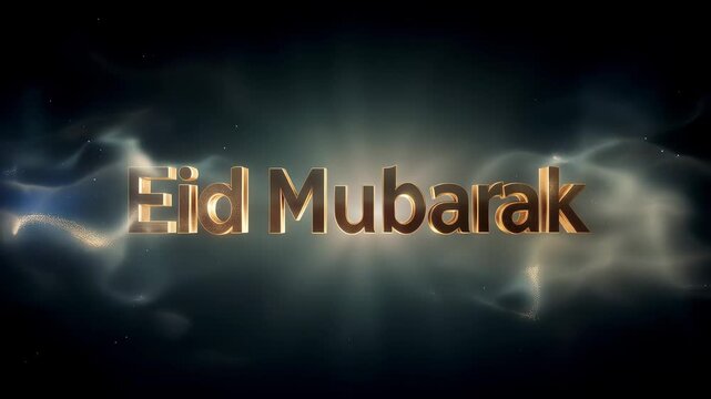 Smoky Blue Abstract Background with Eid Mubarak Text