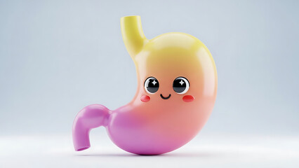 Cute Cartoon Stomach Illustration with a Friendly Face, Representing Digestion and Healthy Eating