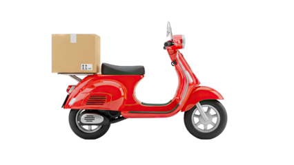 Red Scooter with Package
