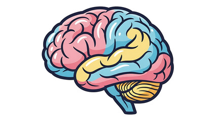 Colorful illustration of a human brain with distinct lobes, representing thought and cognitive processes