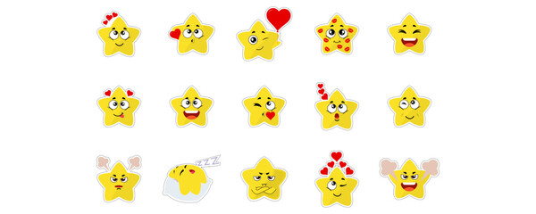 Cartoon yellow star emoticons collection