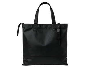 Fototapeta premium Sleek black tote bag with a buckle detail and zipper