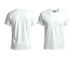 Naklejka premium Two plain white short-sleeved t-shirts, front and back view (1)