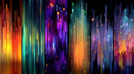 Neon tubes patterns with glowing linear shapes, futuristic light installations and colorful cyberpunk aesthetic in vibrant night cityscape or graphic design.