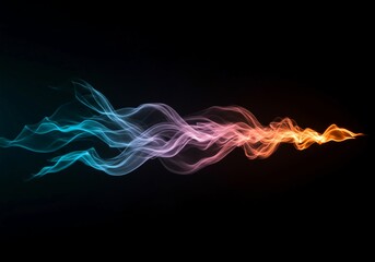 Ethereal wisps of soft, glowing light trace blurred, spectral forms in an infinite dark void, symbolizing deep mystery and intangible existence, invisible, swirl, concept