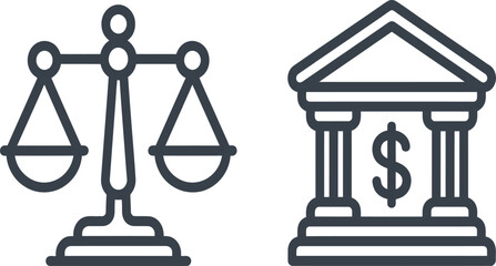 Law and Finance Vector Illustration Minimalist Justice Banking Icon Design