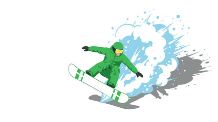 Obraz premium Dynamic snowboarding action in vibrant winter scene